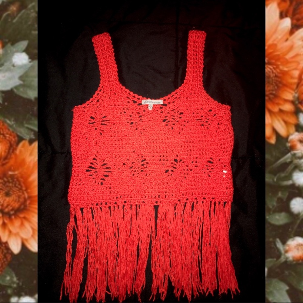 🍑 Charlotte Russe Orange/Peach Crotchet Crop Top